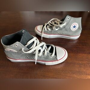 Converse All Stars - Black/White Striped High Tops. Size 4. Like New. EUC